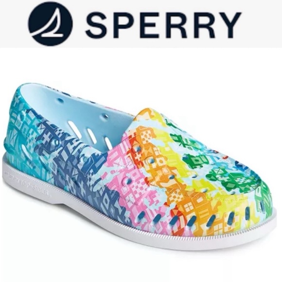 Sperry Other - SPERRY TOPSIDER FLOAT BOAT SHOES RAINBOW GRAPHIC MENS SIZE 13 SLIP ON DECK SHOES